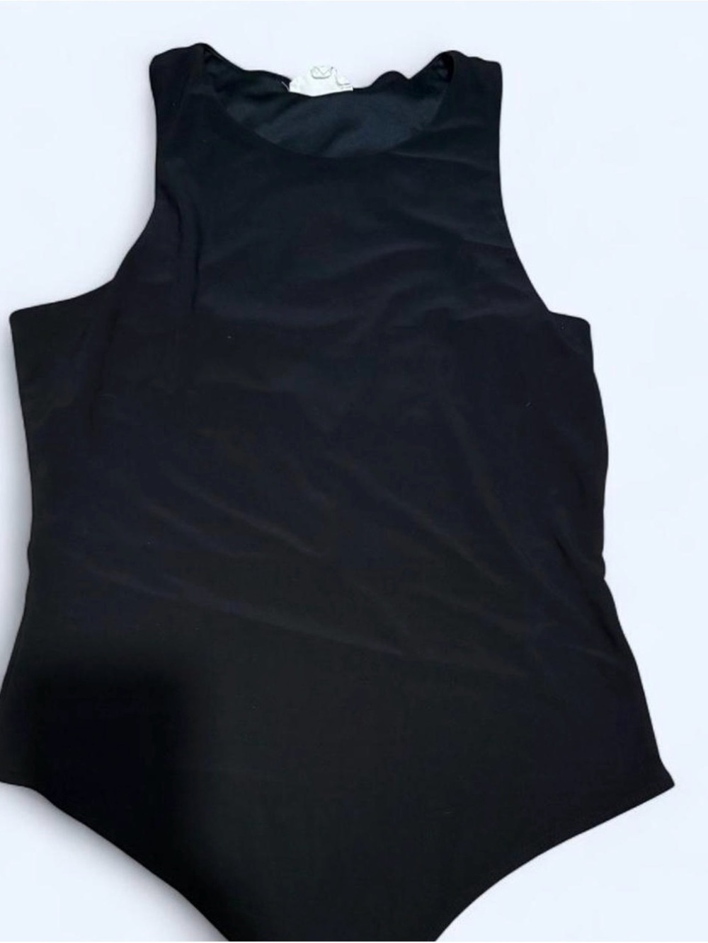 meraki Black Sleeveless Scoop Neck Bodysuit